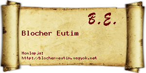 Blocher Eutim névjegykártya